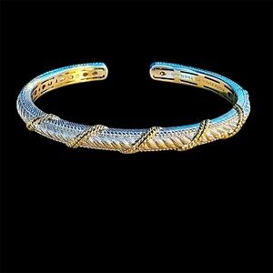 Elegant Two-Tone silver Judith Ripka Cuff Bracelet